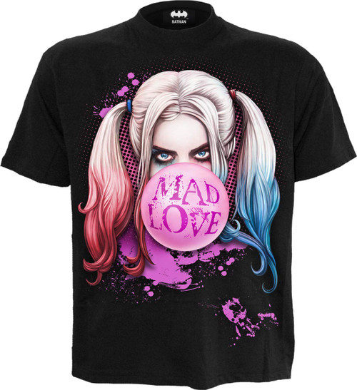 DC Comics - Harley Quinn - MAD Love - Front Print T-Shirt Black - XXL
