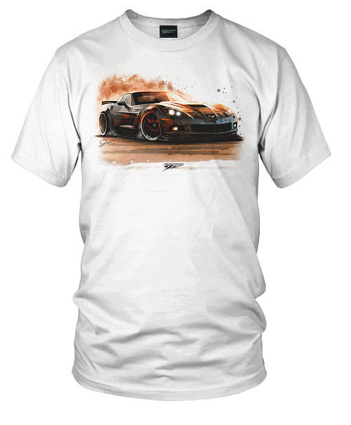 Wicked Metal Corvette c6 Drifting, Corvette Shirt, Muscle Car Shirt, Corvette c6 Shirt White