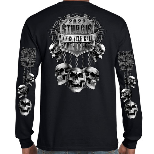 Biker Life Clothing 2022 Sturgis Black Hills Rally Chained Skull Long Sleeve Black/XL/Regular