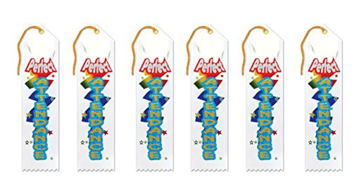 Beistle AR025 Perfect Attendance Award Ribbon, 2" x 8", 6 Award Ribbons In Package