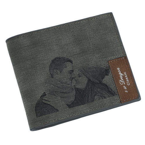 Personalized Custom Photo Wallet Engraved Picture Leather Wallet Father's Day Gift for Men Husband Dad