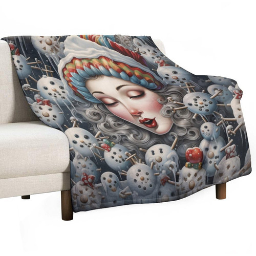 MaSiledy Snowflake Kisses from Heaven Blanket Winter Holiday Fleece Throw Blanket 30"x40" Flannel Fleece Throw Blanket for Couch Sofa Bed for Adults Kids Boys Teens Gift for Kids and Adults