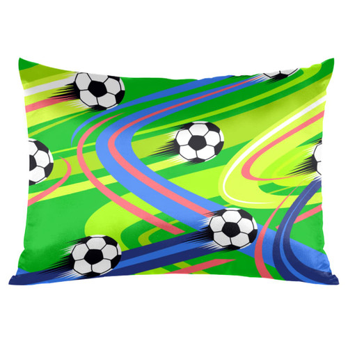 Abstract Green Football Cosmetic Satin Pillowcase for Hair and Skin Silk Washable Pillowcase, Pillow Cases Cooling Satin Pillow Covers with Envelope Closure, Standard Size(20x30 inches)