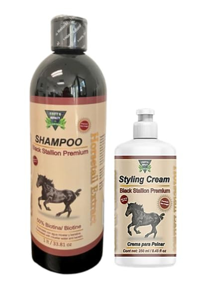 GREEN ROYALTY Shampoo Black Stallion Premium (1Lt) + Black Stallion Hair Styling Cream (250ml)