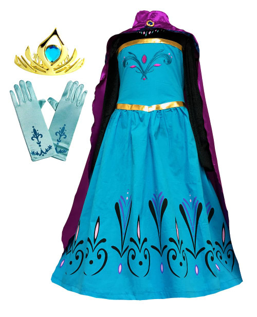 Cokos Box Girls Coronation Dress Costume Cape Gloves Tiara Crown Accessories Kids Set (Blue-Purple, 8 Years) Cokos Box Girls Coronation Dress Costume Cape Gloves Tiara Crown Accessories Kids Set (Blue-Purple, 8 Years)