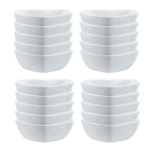 SOCOSY Heart-shaped Multipurpose Ceramic Sauce Dish Seasoning Dishes Sushi Dipping Bowl Appetizer Plates Serving Dish Saucers Bowl(Set of 20)