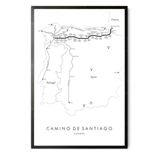 TYBBAG Camino de Santiago Trail Map | Camino Hiking Trail Map | Camino de Santiago Poster | Santiago de Compostela | Trail Map Art- 50X70CM Unframed