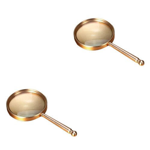 KALLORY 2 Pcs Portable Magnifier Reading Magnifying Glass Handheld Magnifying Glass Mini Magnifying Glass Reading Magnifier Magnifying Lens Portable Magnifying Glass Elder Yiwu Metal