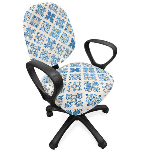 Ambesonne Oriental Office Chair Slipcover, Traditional Floral Motifs Nostalgic, Protective Stretch Decorative Fabric Cover, Sky Blue White Ambesonne Oriental Office Chair Slipcover, Traditional Floral Motifs Nostalgic, Protective Stretch Decorative Fabric Cover, Sky Blue White
