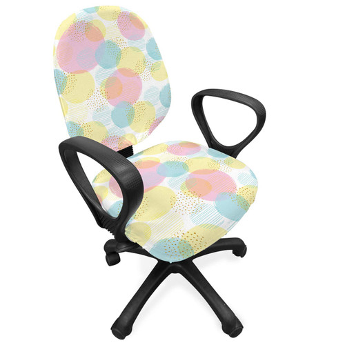 Ambesonne Pastel Office Chair Slipcover, Design of Colorful Paint Blots and Spots, Protective Stretch Decorative Fabric Cover, Standard Size, Pale Pink Multicolor