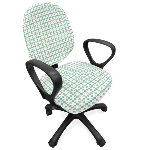 Ambesonne Abstract Office Chair Slipcover, Rhythmic Monochrome Elements Illustration Print on Plain Backdrop, Protective Stretch Decorative Fabric Cover, White and Dark Sea Green