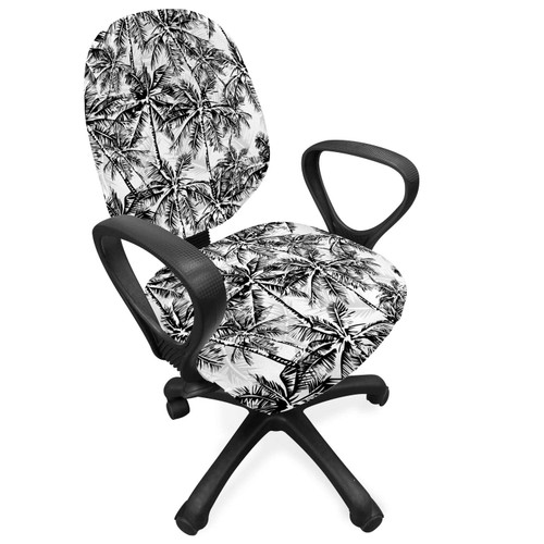 Ambesonne Palm Tree Office Chair Slipcover, Monochrome Woodland Pattern Depicting Black Palm Tree on a White Background, Protective Stretch Decorative Fabric Cover, Black White Ambesonne Palm Tree Office Chair Slipcover, Monochrome Woodland Pattern Depicting Black Palm Tree on a White Background, Protective Stretch Decorative Fabric Cover, Black White