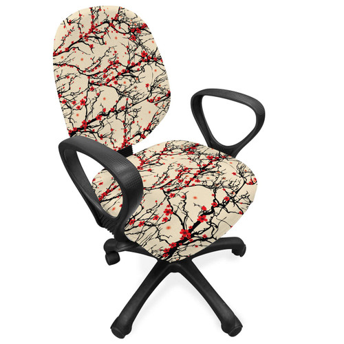 Ambesonne Cherry Blossom Office Chair Slipcover, Vivid Japanese Garden Tree Branches Nature Inspired Ornaments, Protective Stretch Decorative Fabric Cover, Beige Scarlet Black Ambesonne Cherry Blossom Office Chair Slipcover, Vivid Japanese Garden Tree Branches Nature Inspired Ornaments, Protective Stretch Decorative Fabric Cover, Beige Scarlet Black