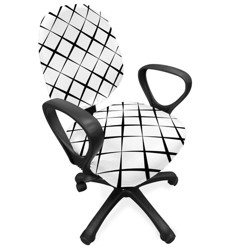 Ambesonne Black and White Office Chair Slipcover, Monochrome Pattern with X Shape Intersecting Lines Grid Mesh Abstract, Protective Stretch Decorative Fabric Cover, Black White Ambesonne Black and White Office Chair Slipcover, Monochrome Pattern with X Shape Intersecting Lines Grid Mesh Abstract, Protective Stretch Decorative Fabric Cover, Black White