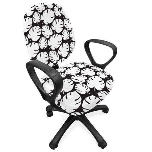 Ambesonne Leaves Office Chair Slipcover, Jungle Pattern Foliage Silhouettes Monochrome Composition Exotic Monsteras, Protective Stretch Decorative Fabric Cover, Black and White Ambesonne Leaves Office Chair Slipcover, Jungle Pattern Foliage Silhouettes Monochrome Composition Exotic Monsteras, Protective Stretch Decorative Fabric Cover, Black and White
