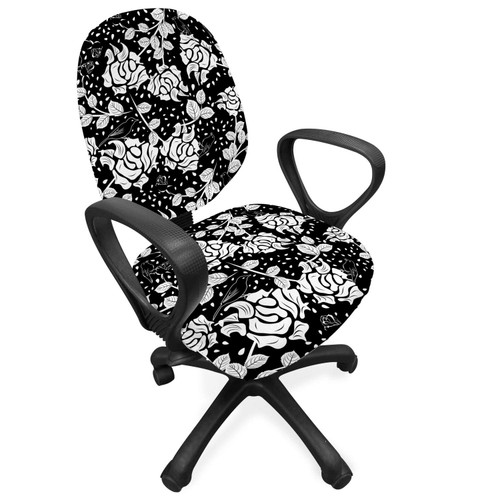 Ambesonne Monochrome Office Chair Slipcover, Romantic Nature Inspired Abstract Pattern with Rose Blossoms and Birds, Protective Stretch Decorative Fabric Cover, Charcoal Grey White Ambesonne Monochrome Office Chair Slipcover, Romantic Nature Inspired Abstract Pattern with Rose Blossoms and Birds, Protective Stretch Decorative Fabric Cover, Charcoal Grey White