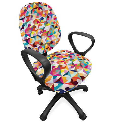 Ambesonne Geometric Office Chair Slipcover, Agular Triangle Pattern Polygons in Rainbow Colors Ornate Illustration, Protective Stretch Decorative Fabric Cover, Multicolor Ambesonne Geometric Office Chair Slipcover, Agular Triangle Pattern Polygons in Rainbow Colors Ornate Illustration, Protective Stretch Decorative Fabric Cover, Multicolor