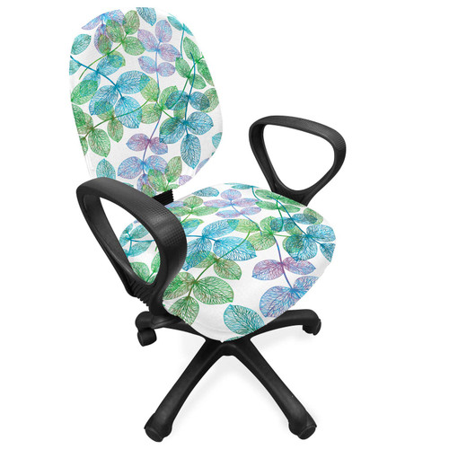 Ambesonne Leaves Office Chair Slipcover, Composition of Foliage Detailed Arrangement with Ornate Nature Illustration, Protective Stretch Decorative Fabric Cover, Green Blue White Ambesonne Leaves Office Chair Slipcover, Composition of Foliage Detailed Arrangement with Ornate Nature Illustration, Protective Stretch Decorative Fabric Cover, Green Blue White
