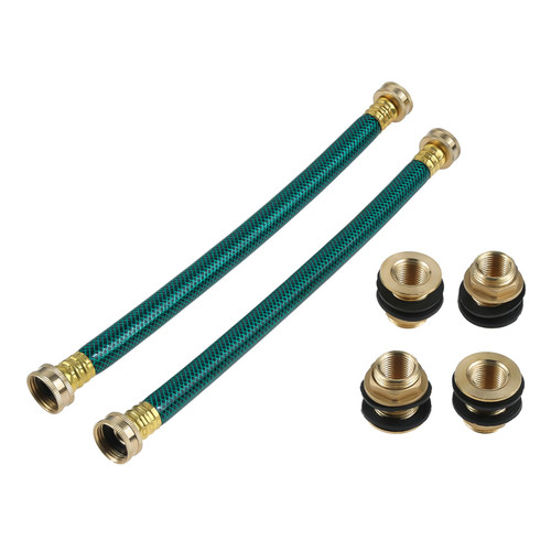 Mgoodoo 2Pcs Rain Barrel Connector Kit, Rain Barrel Linking Kit - 2 x 14inch Hoses and 4 x Brass Bulkhead Tank Fittings