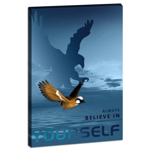 Entrepreneur Motivational Canvas Wall Art Inspirational Soaring Eagle Blue Landscape Poster Quotes Artwork Picture Print Wooden Framed Home Office Bathroom Bedroom Wall Decoration - 12" Wx18 H