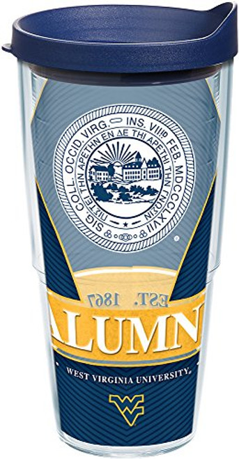 Tervis 1223972 West Virginia Mountaineers Alumni Tumbler with Wrap and Navy Lid 24oz, Clear Tervis 1223972 West Virginia Mountaineers Alumni Tumbler with Wrap and Navy Lid 24oz, Clear