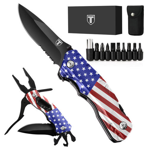 Multitool Pocket Knife American Flag, US Flag Folding Knife, Gifts for Patriotic, Christmas Stocking Stuffers for Men Him Dad Husband, Cool Stuff Gadgets for Outdoor, Camping, Survival, Fishing Multitool Pocket Knife American Flag, US Flag Folding Knife, Gifts for Patriotic, Christmas Stocking Stuffers for Men Him Dad Husband, Cool Stuff Gadgets for Outdoor, Camping, Survival, Fishing