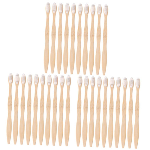 Healeved 30 Pcs Bamboo Toothbrush Set Soft Toothbrush Bristle Toothbrush for Fragile Teeth Disposable Toothbrushes Gum Care Toothbrush Wood Toothbrush Child Wooden Manual Travel Brush White