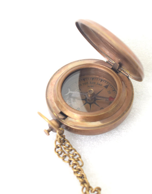 Push Button Brass Compass Navigational Vinatge Necklace Travelling Brass Compass for Survival and Direction Royal Falcon Crafts