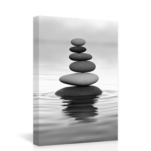 DOARTDO Zen Picture Wall Decor Black and White Zen Stone Canvas Wall Art Spa Stone Picture Print Bathroom Yoga Room Decor Frame (12.00" x 18.00", Zen Stone - 2) DOARTDO Zen Picture Wall Decor Black and White Zen Stone Canvas Wall Art Spa Stone Picture Print Bathroom Yoga Room Decor Frame (12.00" x 18.00", Zen Stone - 2)