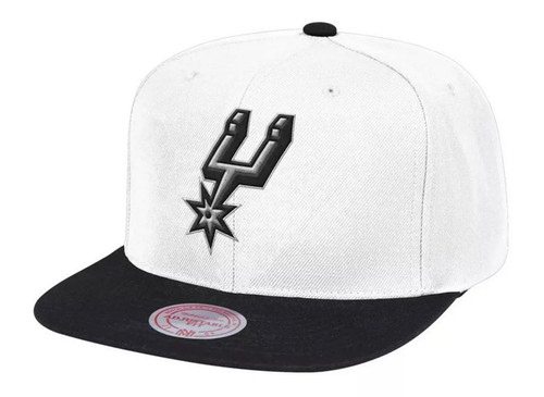 Mitchell & Ness San Antonio Spurs Core Basic Snapback Adjustable Hat Cap - White and Black Mitchell & Ness San Antonio Spurs Core Basic Snapback Adjustable Hat Cap - White and Black
