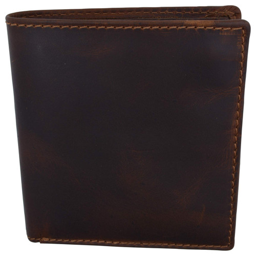 Swiss Marshall RFID Blocking Men's Slim Bifold Hipster Credit Card Premium Lambskin Leather European Wallet (Cazoro Brown)