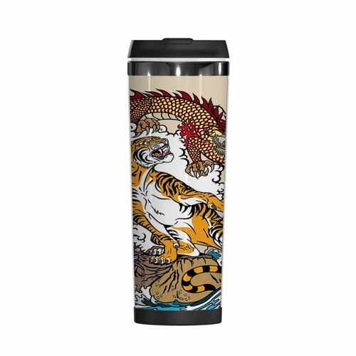 WONDERTIFY Chinese Dragon Tiger Coffee Cup Landscape Waterfall Coffee Mug Stainless Steel Bottle Double Walled Thermo Travel Water Metal Canteen