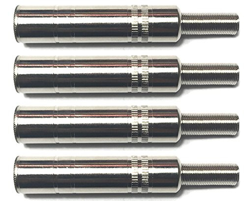 CESS 1/4 Inch TS Female Jack -1/4" Cable Connector for Microphone and Guitar - 6.35mm Mono Socket (4 Pack)