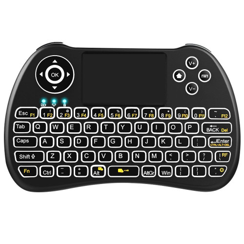 WISEWO H9 2.4GHz Backlit Mini Wireless Keyboard, Handheld Remote with Touchpad Mouse for Android TV Box, Windows PC, HTPC, IPTV, Raspberry Pi, Xbox 360, PS3, PS4