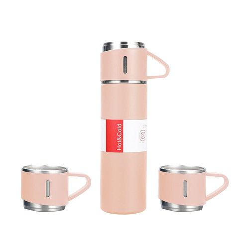 BUZHI Hiking Water Bottle 500L Insulated Thermos Bottle with 2 Extra Cups Stainless Steel Coffee Travel Mug Leakproof Coffee Tumbler Sport Flask Cup for Hot & Cold Drink