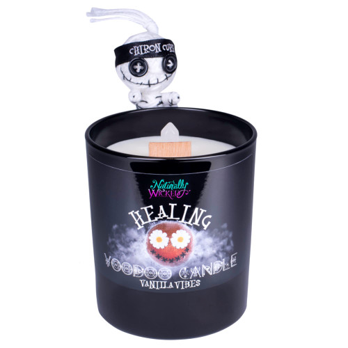 Naturally Wicked Voodoo Candle | Includes Voodoo Doll & Crystal Wand | Vegan Crystal Spell Candle (Healing)