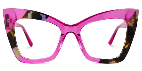 VOOGLAM Bright/Pink Cat Eye Blue Light Blocking Glasses, Fashion Eyeglasses Frame for Women Anti Eyestrain & UV