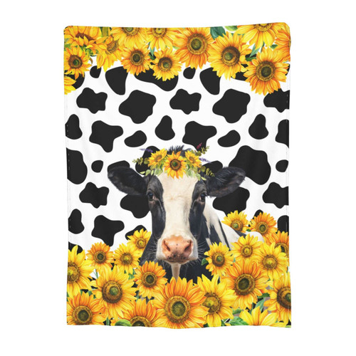 Cow Print Sunflower Blanket Soft Warm Lightweight Cozy Plush Throw Blanket Bed Couch Sofa Office Decor Gifts for Kids Women 60"x50" Cow Print Sunflower Blanket Soft Warm Lightweight Cozy Plush Throw Blanket Bed Couch Sofa Office Decor Gifts for Kids Women 60"x50"