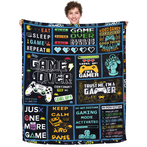 Gaming Gifts for Men/Boys - Video Game Lover Gifts - Gamer Gifts - Game Room Decor - Gifts for Gamers - Video Games Lovers Throws Blanket - Gamer Blanket 50'' x 60''