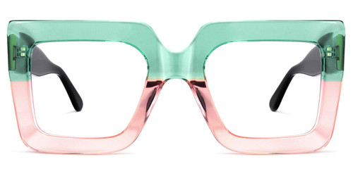 Zeelool Stylish Acetate Thick Oversized Square Blue Light Blocking Glasses Eyewear for Women Brandon VFP0306-03 Green-Pink