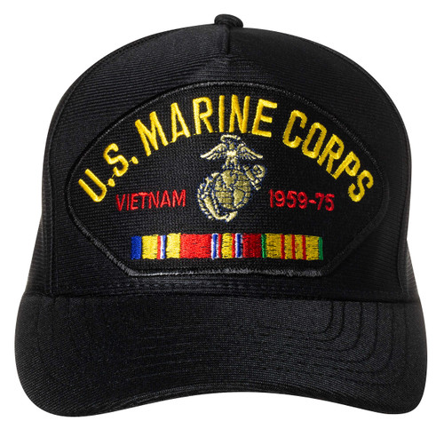 Officially Licensed United States Marine Corps Vietnam Veteran Emblem Patch Hat Black Baseball Cap