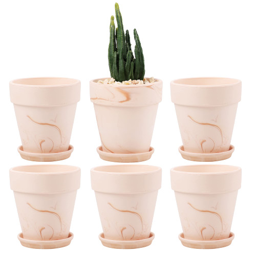Terra Cotta Pots with Saucer- 6-Pack Large Terracotta Pot Clay Pots 5" Clay Ceramic Pottery Planter Cactus Flower Pots Succulent Pot with Drainage Hole- Great for Plants,Crafts terra cotta planter