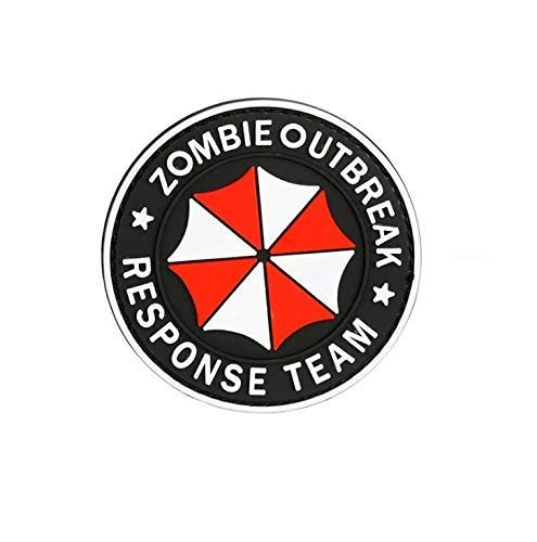 Morton Home Zombie Outbreak Response Team Red 3D PVC Morale Badge Hook Patch (White)