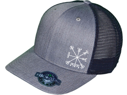 Vikings Nordic Compass Hat, Trucker Hat (Heather Grey on Navy Blue)