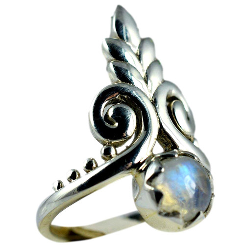 Navya Craft Rainbow Moonstone Round 925 Sterling Silver Handmade Statement Women Ring Sizes 4 to 13 for Christmas Anniversary Birthday Valentine day Gift wife her mother sister best friend
