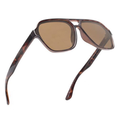 GLINDAR Men's Polarized Aviator Sunglasses Vintage Square Driving Glasses (Tortoise Frame/Polarized Brown Lens)