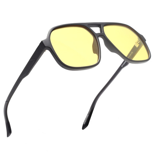 GLINDAR Polarized Aviator Sunglasses for Men Women, Retro Oversized Square Shades, Night Driving Yellow GLINDAR Polarized Aviator Sunglasses for Men Women, Retro Oversized Square Shades, Night Driving Yellow