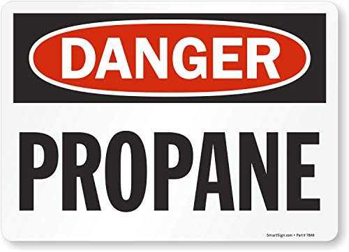SmartSign Adhesive Vinyl OSHA Safety Sign, Legend "Danger: Propane", 10" high x 14" wide, Black/Red on White SmartSign Adhesive Vinyl OSHA Safety Sign, Legend "Danger: Propane", 10" high x 14" wide, Black/Red on White