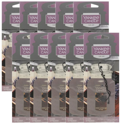 The Yankee Candle Car Jar Air Freshener, Dried Lavender & Oak Scent - 10 Pack