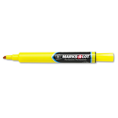 AVERY 08882 Marks-A-Lot Large Chisel Tip Permanent Marker, Yellow, 12 Each/Dz